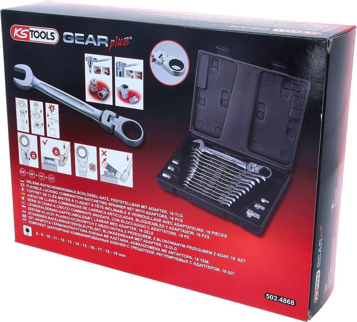 Actual product image KS Tools GEARplus® Joint Ratchet Combination Wrench Set 50 (19 mm)
