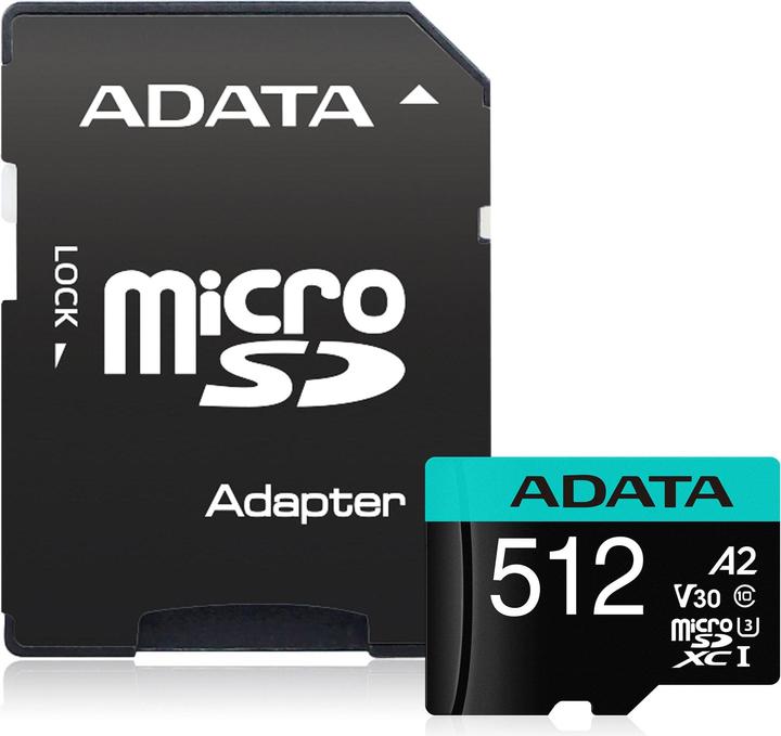 Actual product image Adata Premier Pro Incl. adapter (512 GB, microSDHC, U3, UHS-I)