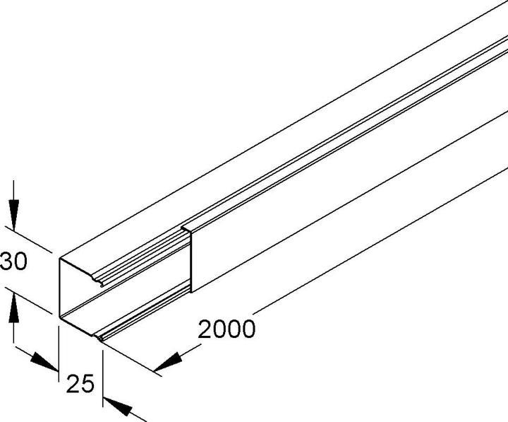Actual product image Niedax NIE LLK26.030R Mini cable duct with cover 26x30x2000mm powder-coated. (200 cm)