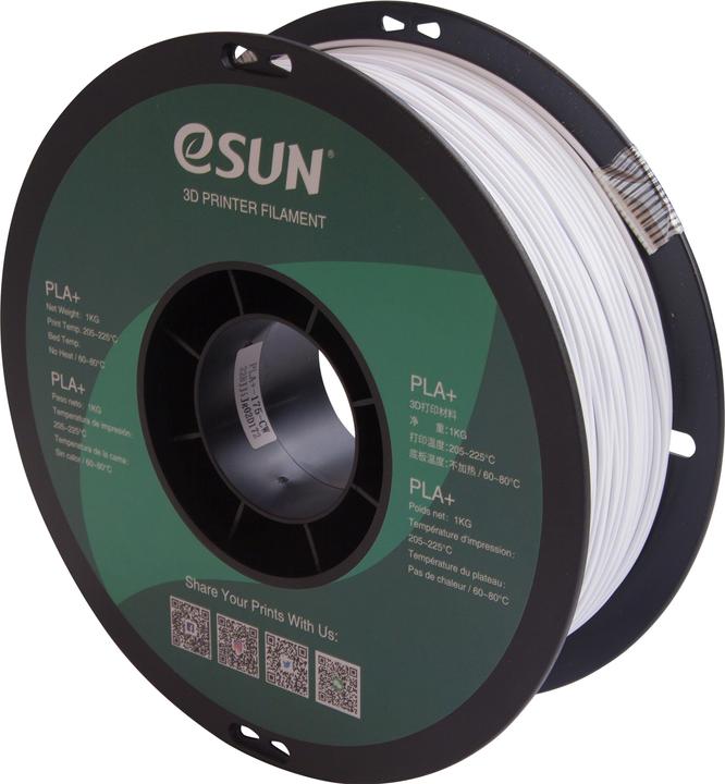 Produktbild eSUN PLA+ Kaltweiss 1.75mm 1Kg (PLA+, 1.75 mm, 1000 g, Weiss)