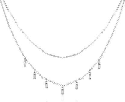 Agato - Double silver necklace with zircons AGT-N007W