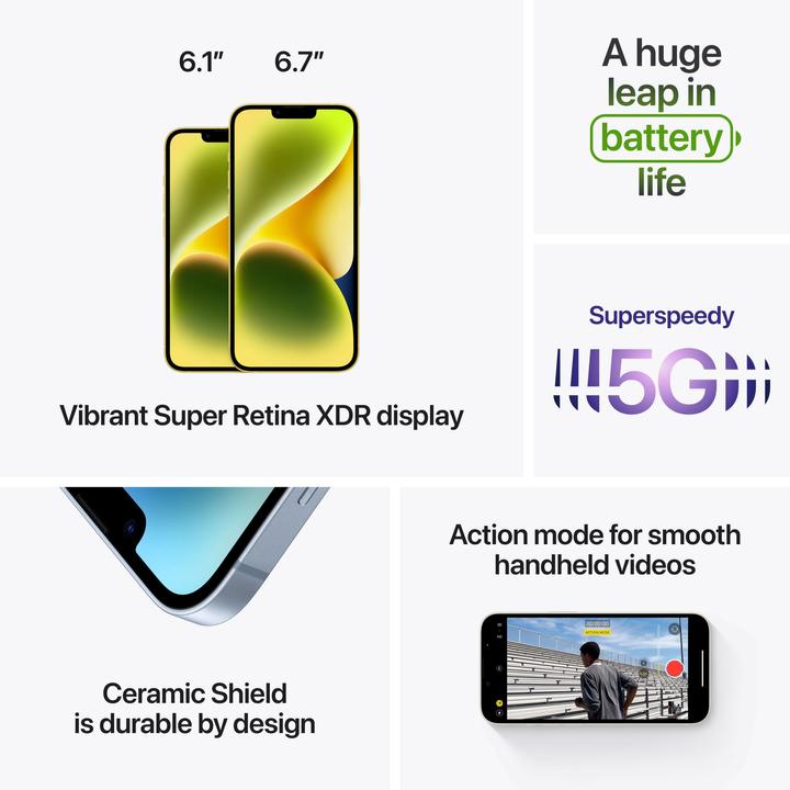 Actual product image Apple iPhone 14 (128 GB, Starlight, 6.10", SIM + eSIM, 12 Mpx, 5G)