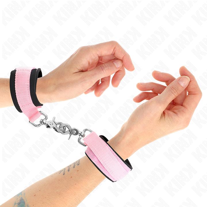 Actual product image Kink Adjustable Neoprene Handcuffs Pink Adjustable 22-34 cm