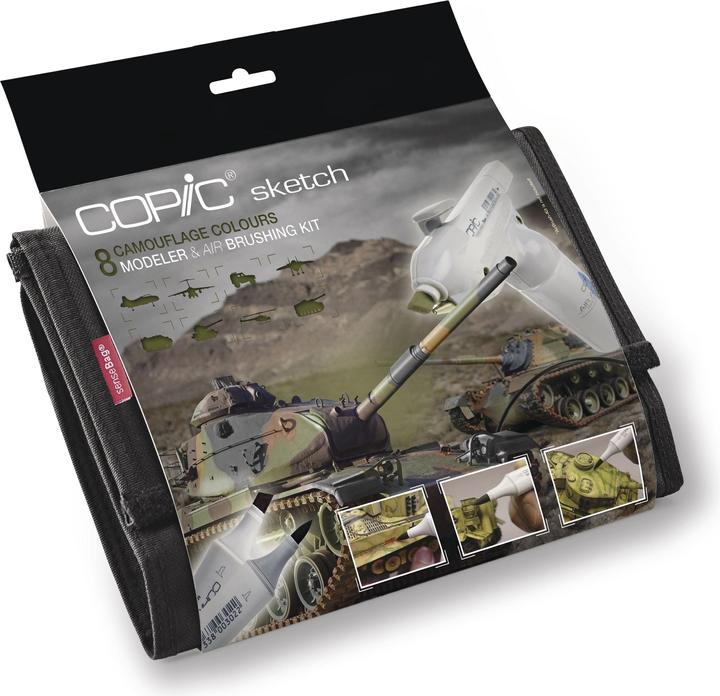 Produktbild Copic Sketch Wallet Camouflage-Set, 9 Stück (E44, N6, 0 Colourless Blender, W7, E27, YG99, C7, E55, 9 x)