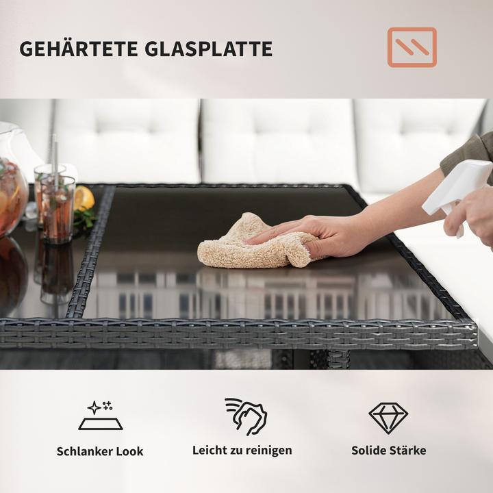 Produktbild Swisshandel24 Sitzgarnitur für 7 Personen Sitzgruppe Gartenset Gartenmöbel Set, Polyrattan, Schwarz+Cremeweiss