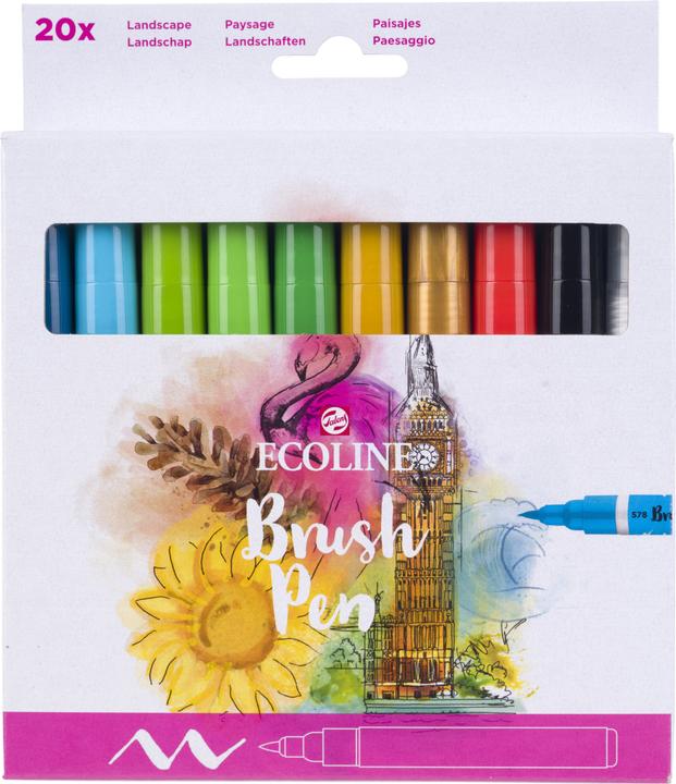 Actual product image Talens Brush pen Ecoline set of 20, line width: B, Brush (Multicoloured, 20 x)