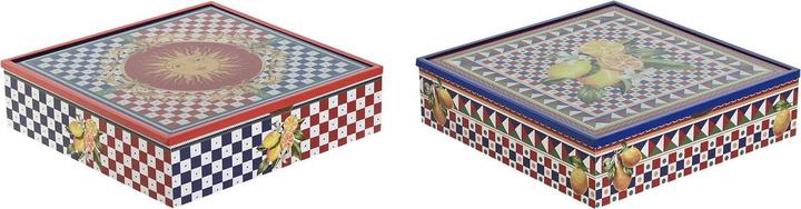 Immagine prodotto Esprit Teebox Home Blau Rot Bunt Metall Kristall Holz MDF 24 x 24 x 6,5 cm (2 Stück)