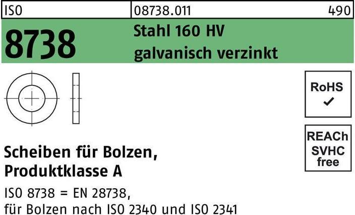 Actual product image Washer ISO 8738 f.Bolt 6 Steel 160 HV galvanised