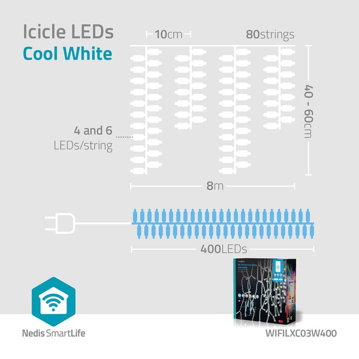 Produktbild Nedis SmartLife Dekorative LED | Wi-Fi | Kaltweiss | 400 LED's | 8.00 m | Android™ / IOS (0.23 m)