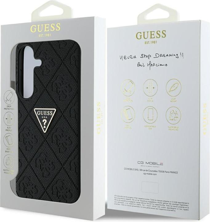 Actual product image Guess Hot Stamp 4G Pattern Triangle Metal Logo case for Samsung Galaxy S25 - black (Samsung Galaxy S25)