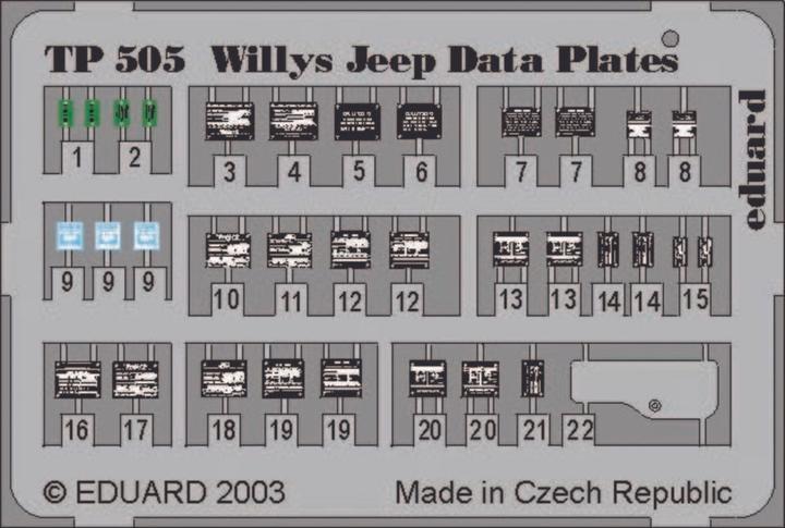 Image du produit Eduard Plaques de données Willys Jeep