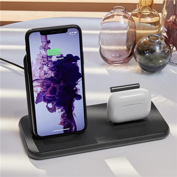 Image du produit Zens Chargeur sans fil double en aluminium + station d'accueil (20 W)