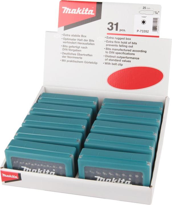 Actual product image Makita P-73352 Bit-Set 31 parts indoor TORX (Hexagon socket TX M8, Hexagon socket TX M15, Hexagon socket TX M25, Hexagon socket TX M7, Hexagon socket TX M9, Hexagon socket TX M10, Hexagon socket TX M20, Hexagon socket TX M27, Hexagon socket TX M30, Hexagon socket TX M40)