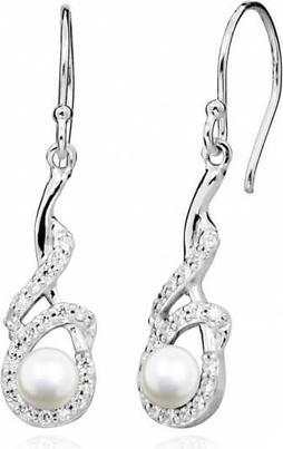 Silver Cat Gentle earrings with pearl and zircons SC414