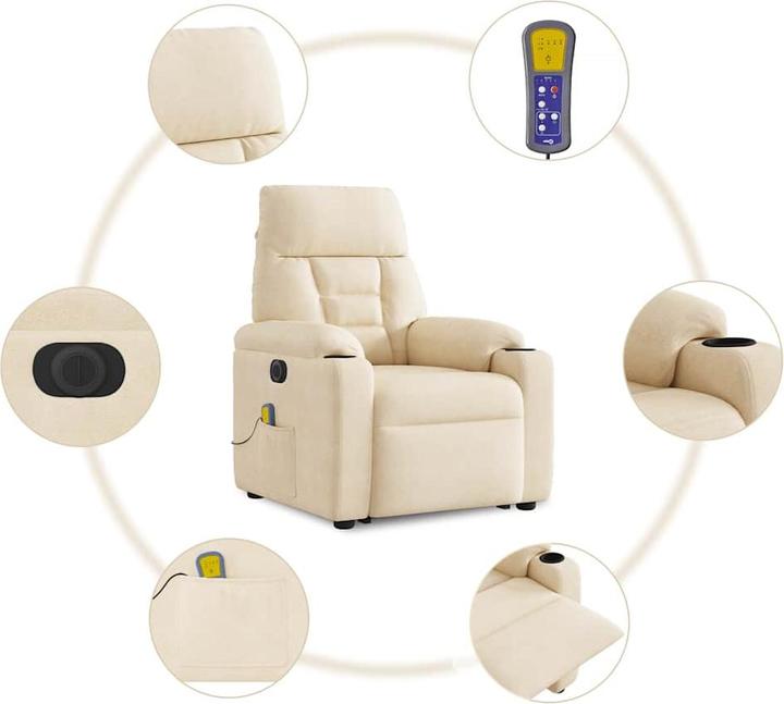 Actual product image VidaXL Massage chair stand-up aid electric Beige microfibre fabric