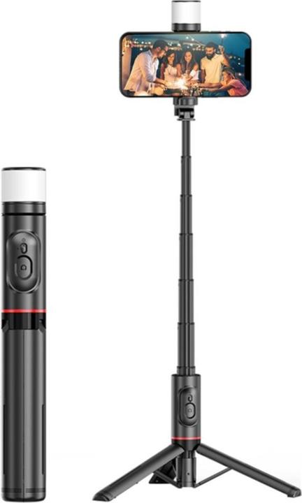 Produktbild Deltalabs Selfie Stick Tripod Stativ Halterung mit LED + Bluetooth Fernauslöser