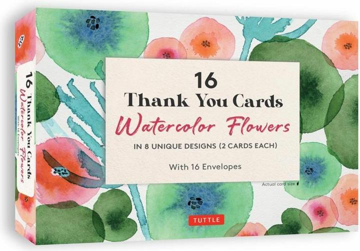 Produktbild 16 Thank You Cards Watercolor Flowers (16 Stk.)