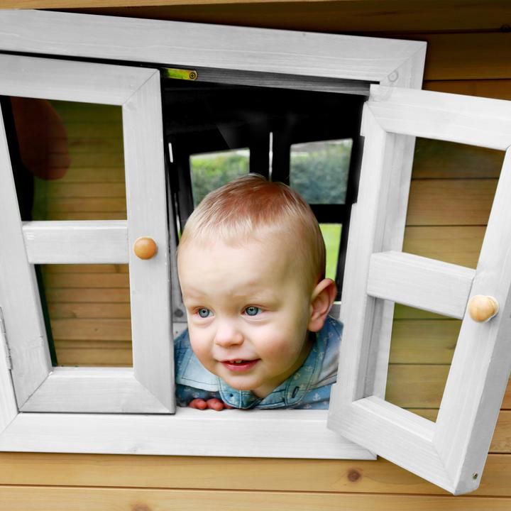 Immagine prodotto Axi Robin Playhouse marrone/bianco - scivolo blu