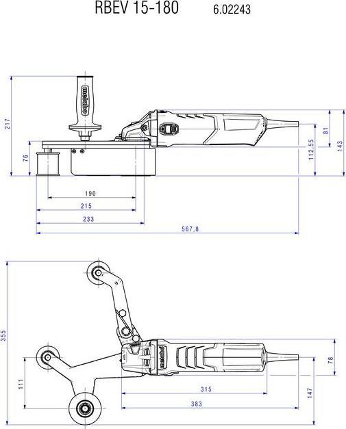 Produktbild Metabo 602243500 Rohrbandschleifer RBE 15-180 Set Stahlblech-Tragkasten (Rohrbandschleifer, 1550 W)