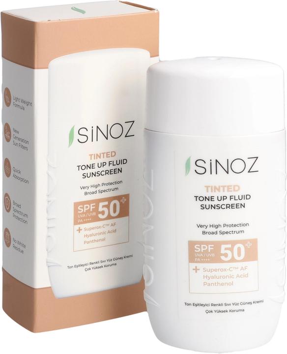 Actual product image Sinoz Tinted Tone Up Fluid Sunscreen (Suntan cream, SPF 50+, 50 ml)