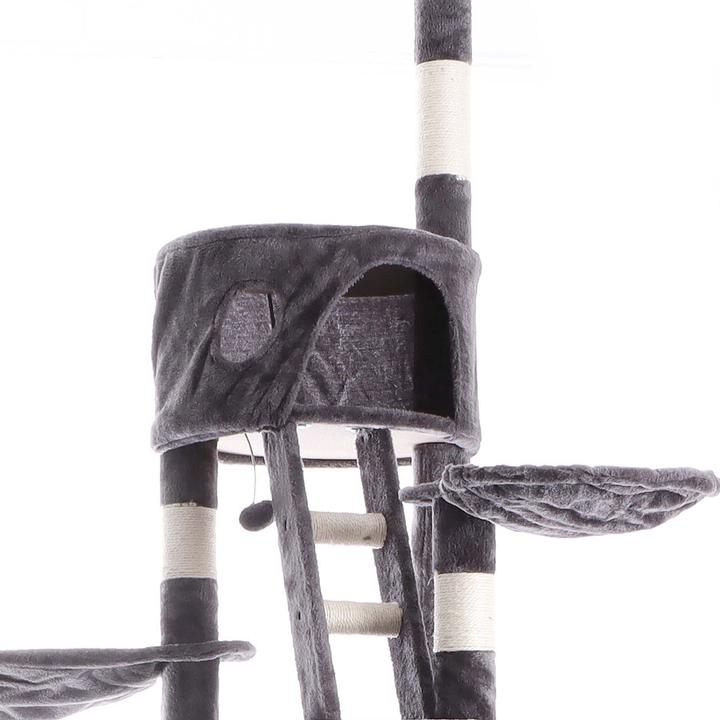 Actual product image Wiltec Cat Tree Scratching Post Climbing Tree 240-260cm in Dark-grey with Caves, Hammocks and Platforms (260 cm, Dark grey)