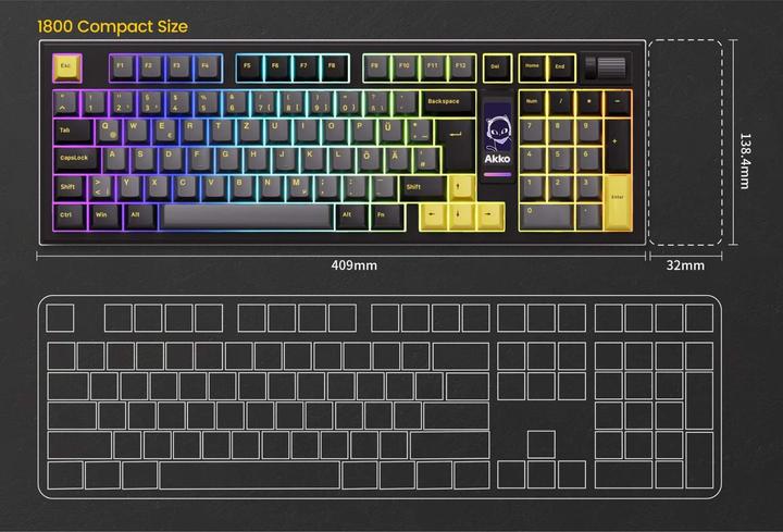 Produktbild Akko 5098B PlusBlack and Gold Gaming Tastatur mit Diplay - V3 Piano Pro (DE, Kabellos, Kabelgebunden)