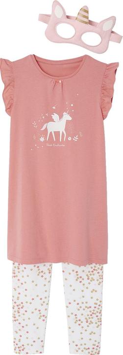 Produktbild Vertbaudet Mädchen-Set: Nachthemd, Leggings, Einhornmaske (146, 152)