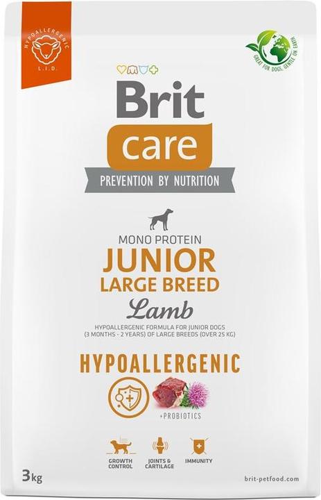 Produktbild Brit Care Hypoallergenic Junior Large Breed Lamb - Trockenfutter für Hunde - 3 kg (Junior, 1 Stk., 3000 g)