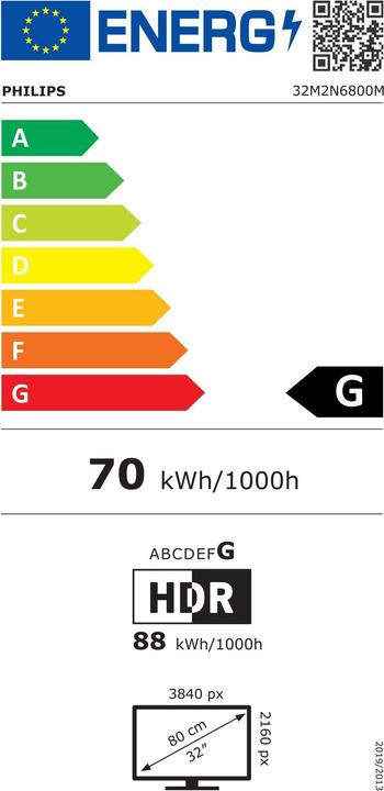 Energy Label Philips Evnia 32M2N6800M - 32 inch UHD G (3840 x 2160 Pixels, 31.50")