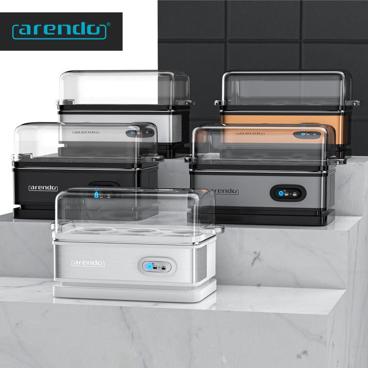 Immagine prodotto Arendo Caldaia per uova, a 6 pieghe, in acciaio inox, funzione keep warm, durezza regolabile, per 6 uova