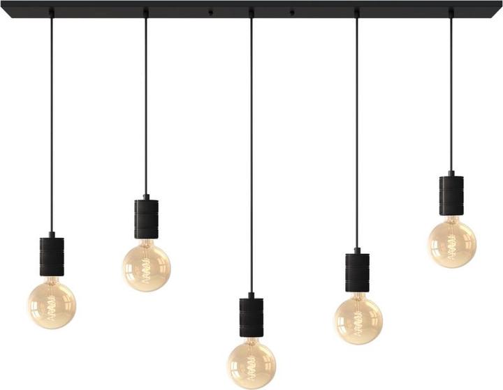 Produktbild Calex Retro Deckenlampe - 5x E27 - Hanging Lamp Industrial - 14 x 130 cm Pendellamp - Schwarz (E27)
