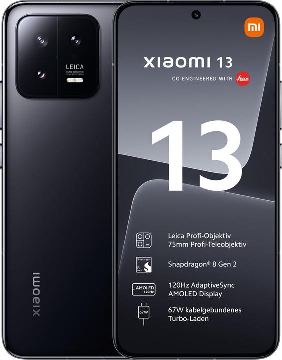 Xiaomi 13 (256 Go, Noir, 6.36", Double SIM, 50 Mpx, 5G)