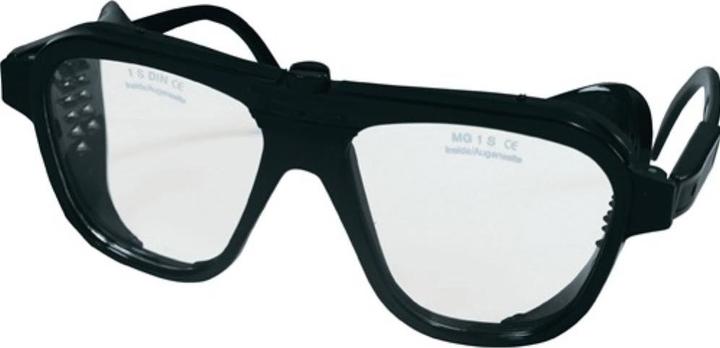 Schmerler Occhiali di sicurezza EN 166 aste nere, lente trasparente in nylon, lente