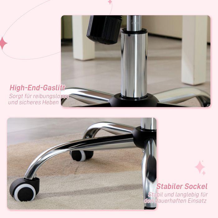 Actual product image Swisshandel24 Office chair with rocking function, ergonomic, with crystal buttons, velvet look, up to 120kg, pink