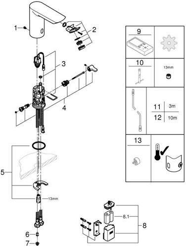 Produktbild Grohe Bau Cosmopolitan E Infrarot-Waschtischarmatur mit Temperaturregulierung