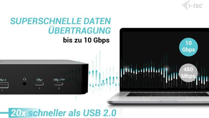 Produktbild i-tec USB-C/A Intelligent Dual DS+PD100W, Universal (USB-C, 9 Ports)