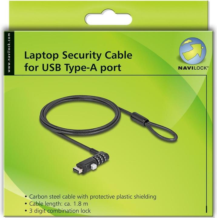 Produktbild Navilock Delock Notebook Sicherungskabel für USB Typ-A Buchse mit Zahlenschloss