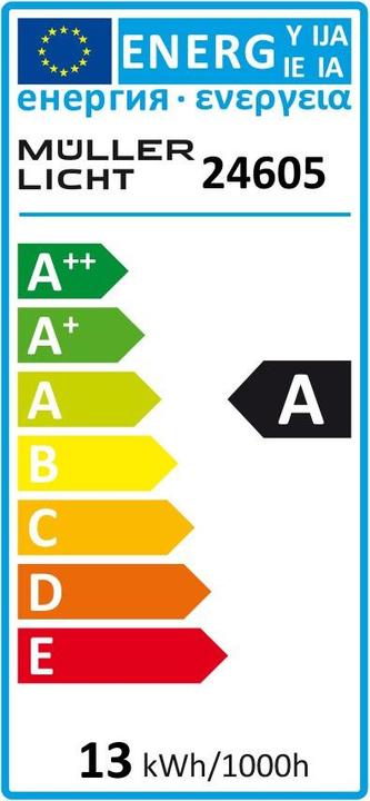 Energy Label Müller Licht LED E27 12.5 W = 60 W Warm White (E27, 12.50 W, 810 lm, 1 x, A)