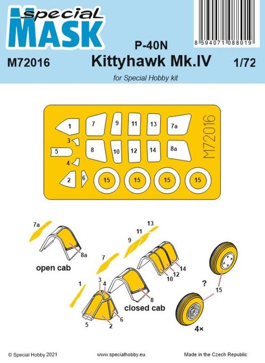 Actual product image Special Hobby P-40N/Kittyhawk Mk.IV Mask