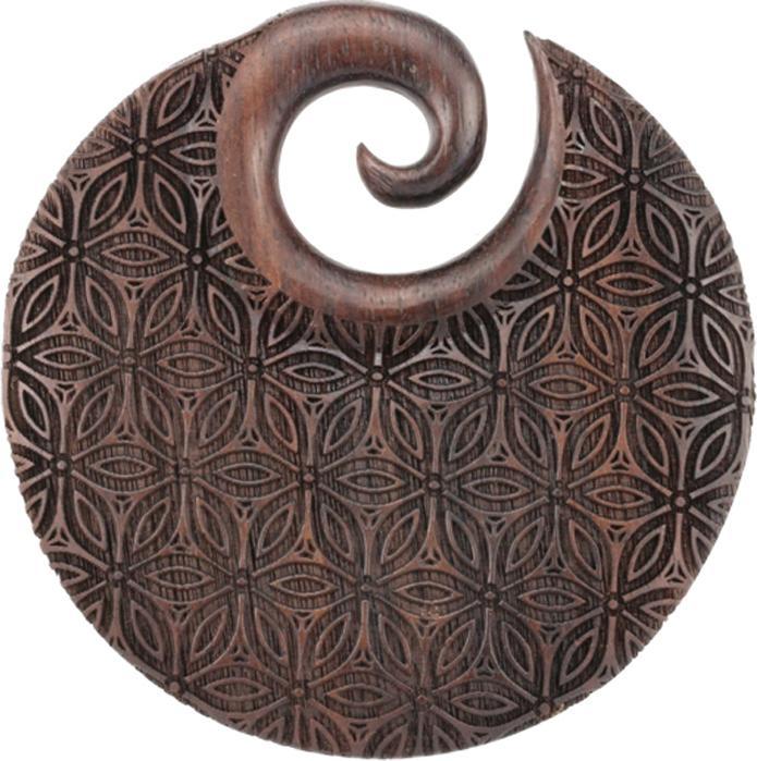 Star Piercing Ohrgewicht Spirale Teller Mandala Blume des Lebens aus Narra Holz (ohne Messing, Organisch)