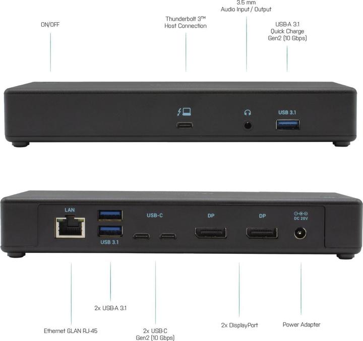 Productafbeelding i-tec TB3CDUALDPDOCKPDCH + PD 85W (Thunderbolt, 269 Havens)