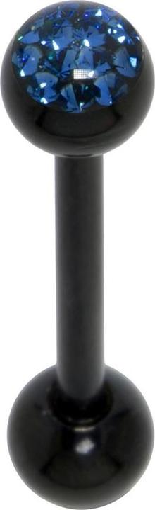 Bijouteria Zungenpiercing (Chirurgenstahl 316L, Epoxiharz, Kristall, PVD Beschichtung (schwarz))
