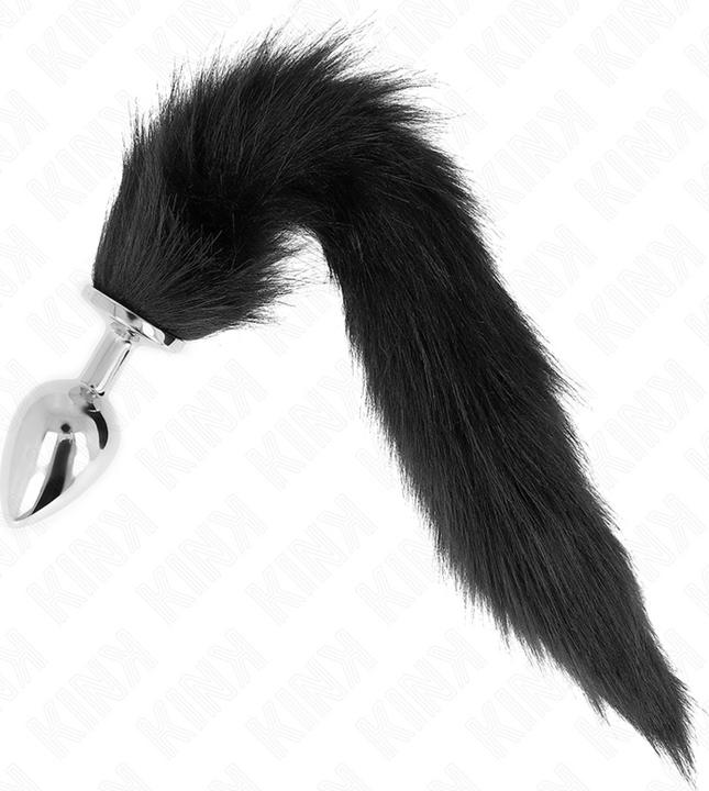 Actual product image Kink Anal Plug Size L 10 X 4 cm With Plastic Tail 40 cm Black