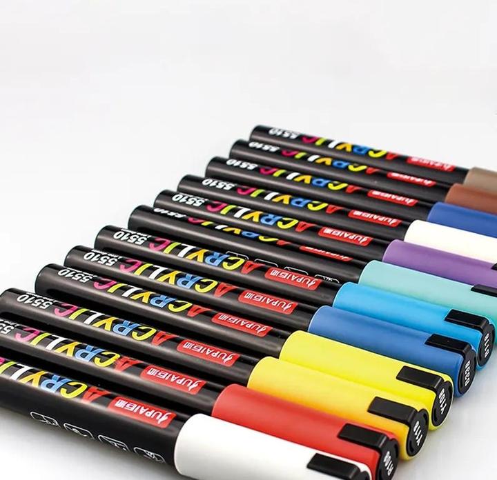 Produktbild I Am Creative Wasserfeste Acryl Permanent Marker Pigment Stifte 4mm 24er Set (Bunt, 24 x)