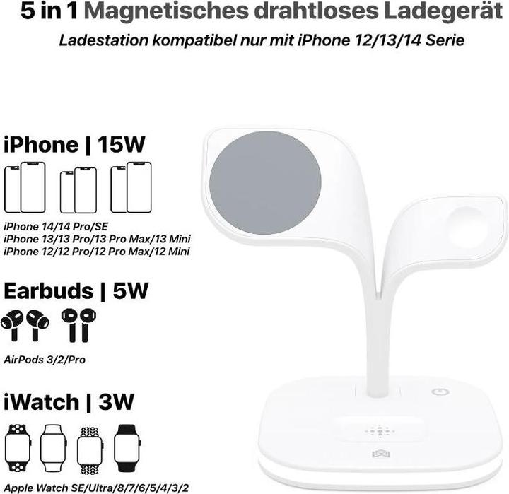 Produktbild Hermex 5-in-1 wireless Ladegerät Qi-Schnellladegerät Dockingstation (15 W)