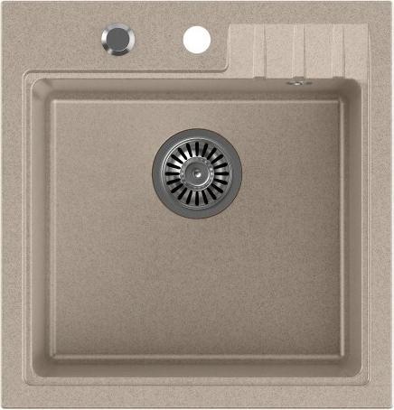 Steiner PETER 110 Steingran beige granite évier 1 vasque sans (50x52x20) avec siphon et fiche (50 cm, 52 cm)