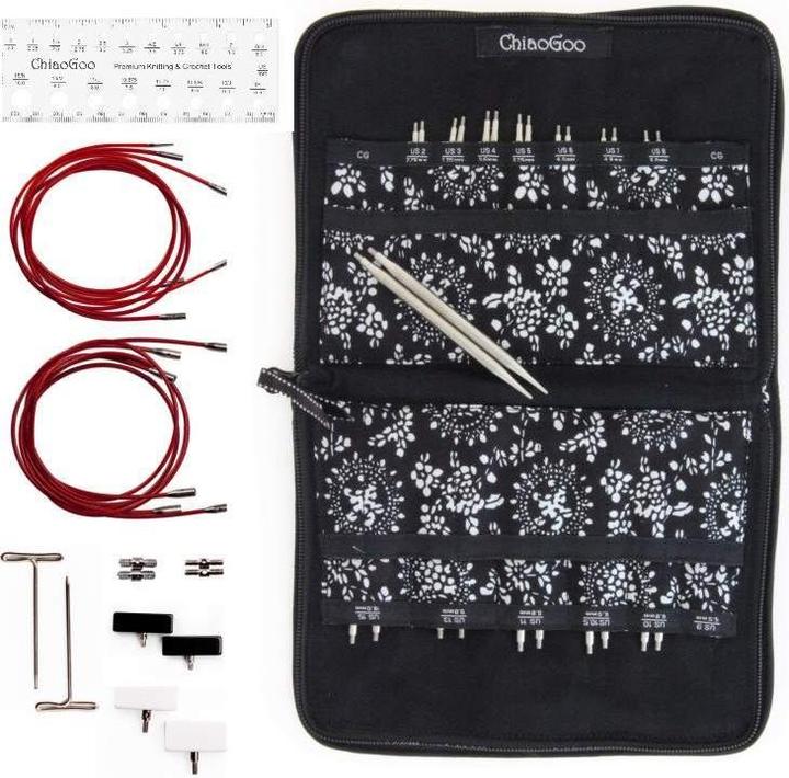 Actual product image ChiaoGoo Needle Set Interchangeable Needle Tips Twist Red Lace