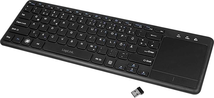 LogiLink Tastatur Wireless mit Touchpad, 2,4 GHz, schwarz (DE, Kabellos)