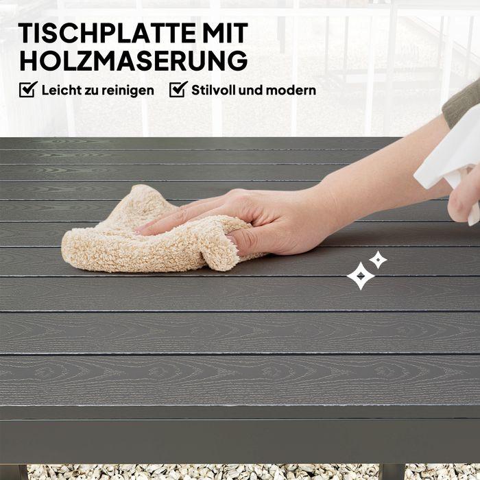 Produktbild Swisshandel24 Gartentisch Aluminium 73x73 cm Holzoptik, Schwarz (73 cm)