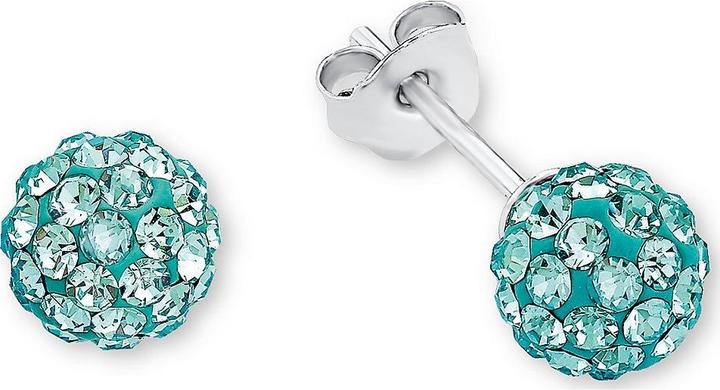 Amor Wunderschöne 6 mm grosse kugelförmige Ohrstecker in Aquamarine (Silber)
